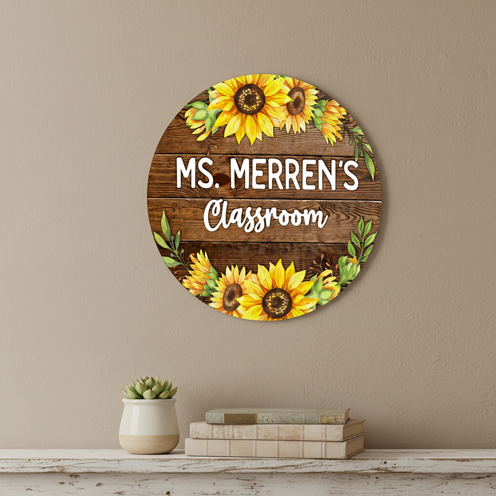 Personalized Classroom Door Sign – Sunflower Teacher Name Round Sign | Classroom Welcome Wall Decor - Image 2
