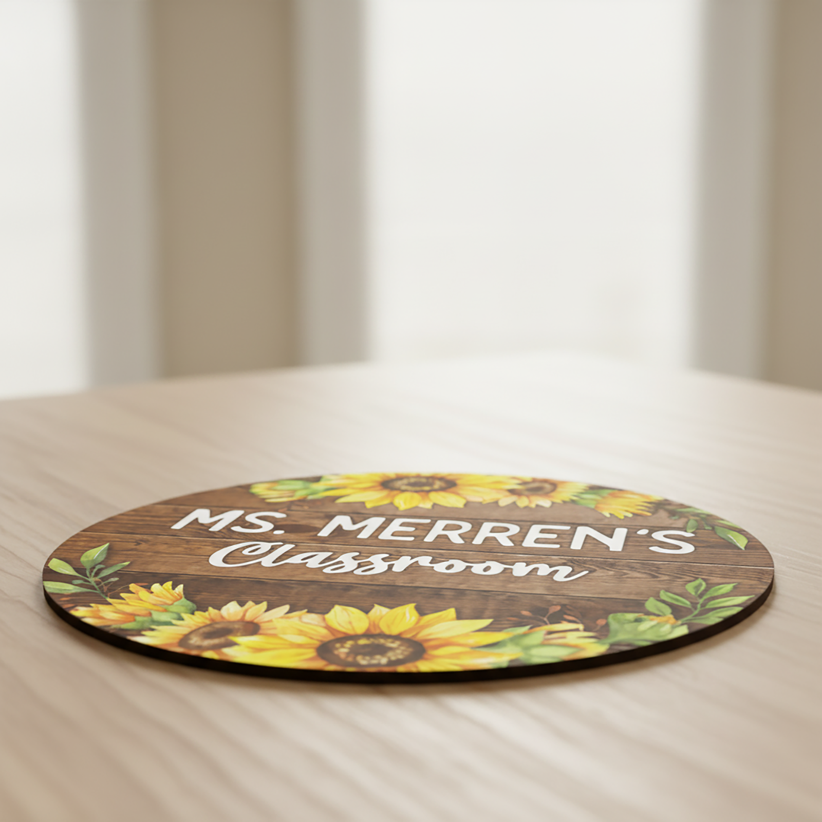 Personalized Classroom Door Sign – Sunflower Teacher Name Round Sign | Classroom Welcome Wall Decor - Image 3