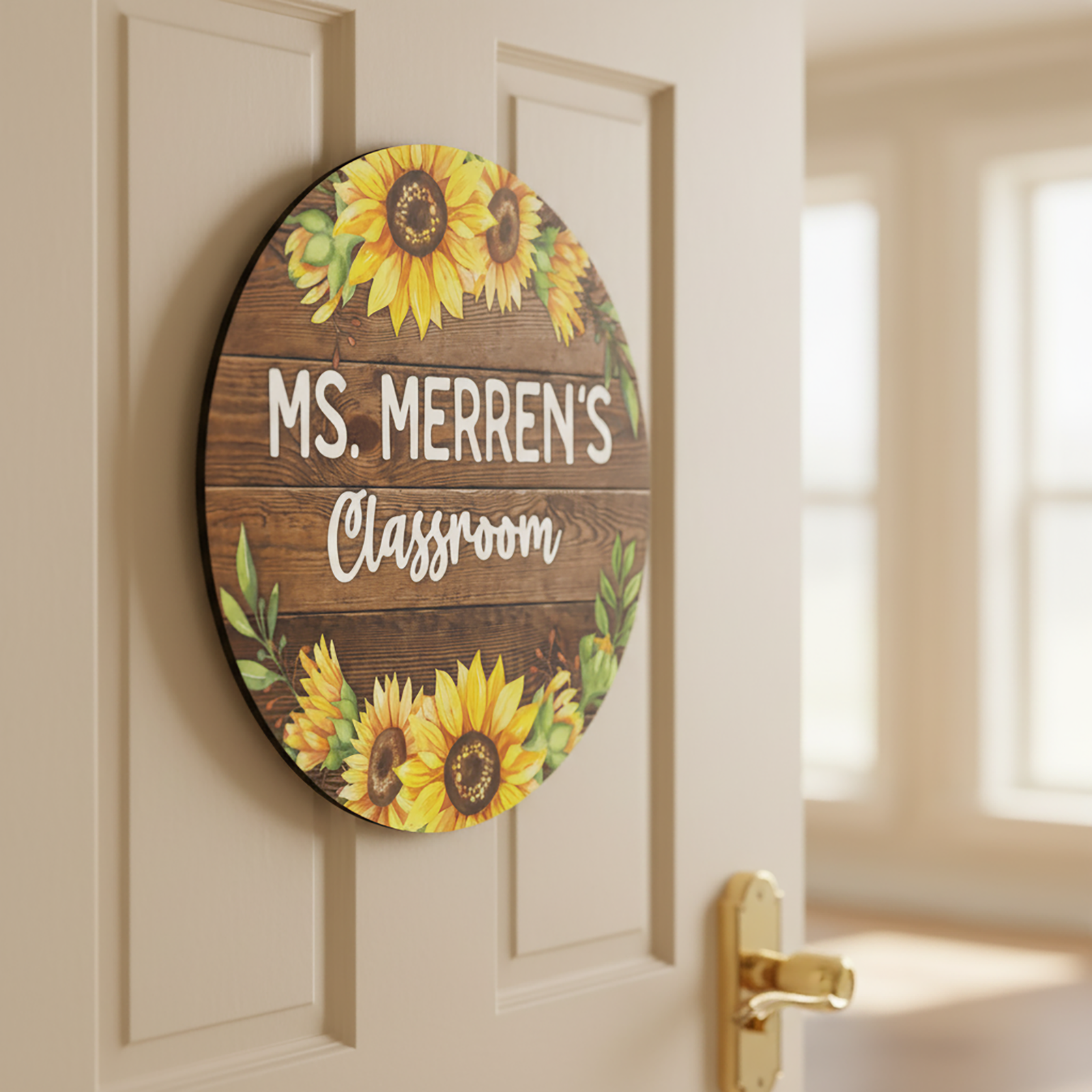 Personalized Classroom Door Sign – Sunflower Teacher Name Round Sign | Classroom Welcome Wall Decor - Image 5