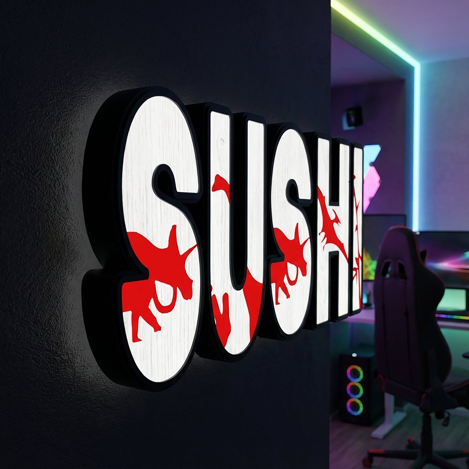 Personalized Dinosaur Name Sign – Acrylic Nursery Name Decor | 3D Light Box or Layered Acrylic Wall Sign - Image 8